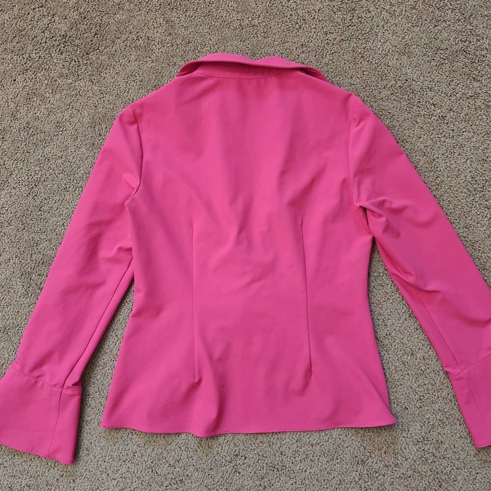 Cinq a Sept Pink Twist Front Flare Sleeve Collared Blouse Shirt Top Women's L - Picture 3 of 11